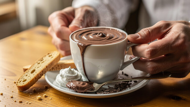 Tasse de chocolat chaud italien épais et brillant