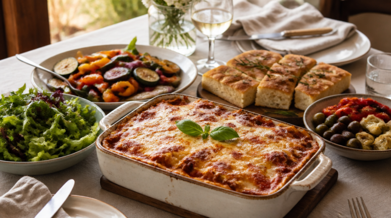 Lasagnes avec accompagnement pour lasagnes frais et léger