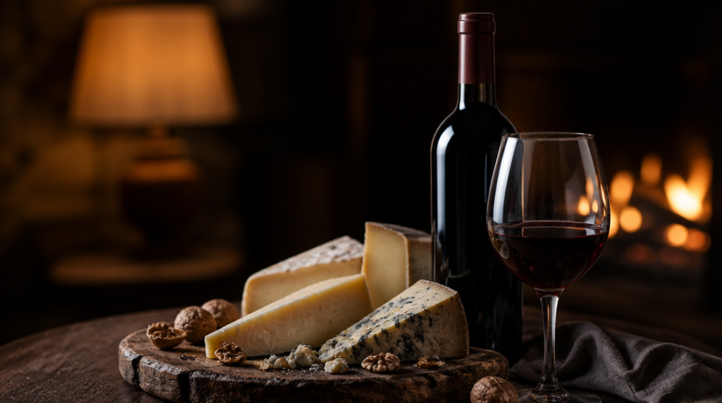 Amarone riche servi avec fromages affinés
