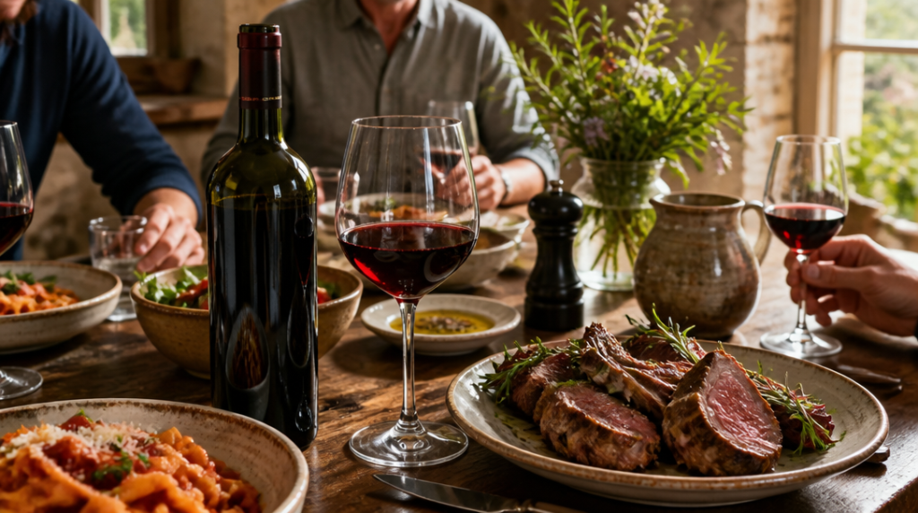Chianti Classico servi avec pâtes en sauce
