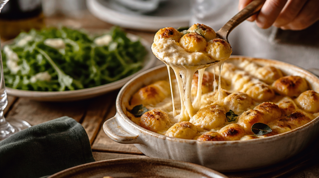 Gratin savoyard aux gnocchi à la croûte dorée