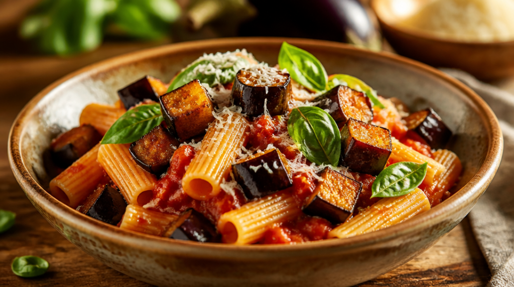 Pasta alla Norma aux aubergines et tomate
