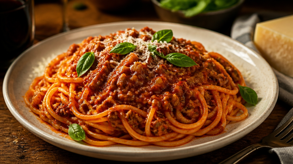 Spaghettis bolognaise avec sauce tomate maison