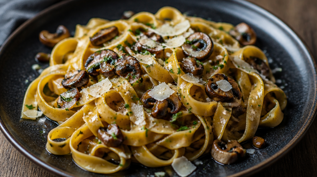 Tagliatelles aux champignons et sauce au parmesan