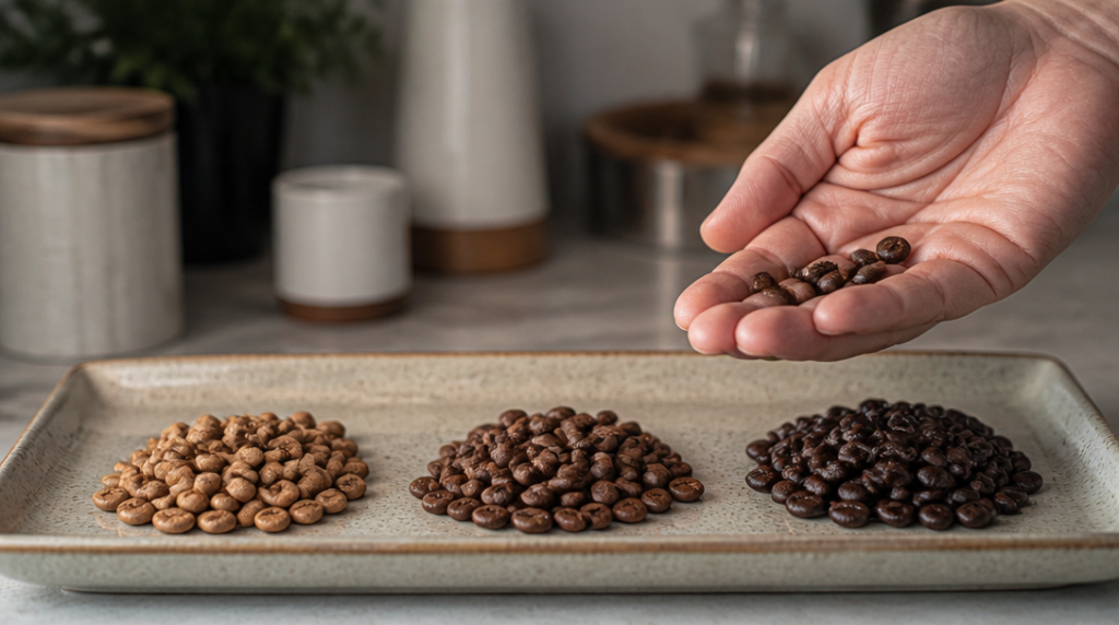 Grains arabica robusta aux torréfactions variées