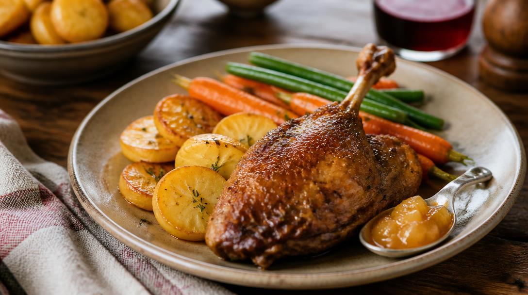 Accompagnement du confit de canard avec pommes sarladaises