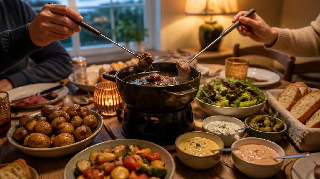 Accompagnement pour une fondue bourguignonne sur table