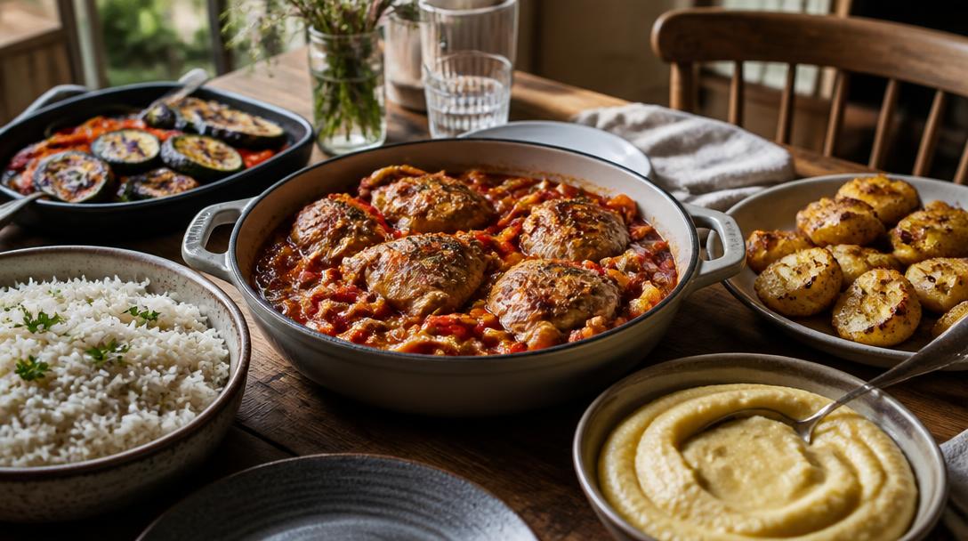 Accompagnement pour le poulet basquaise avec riz et légumes