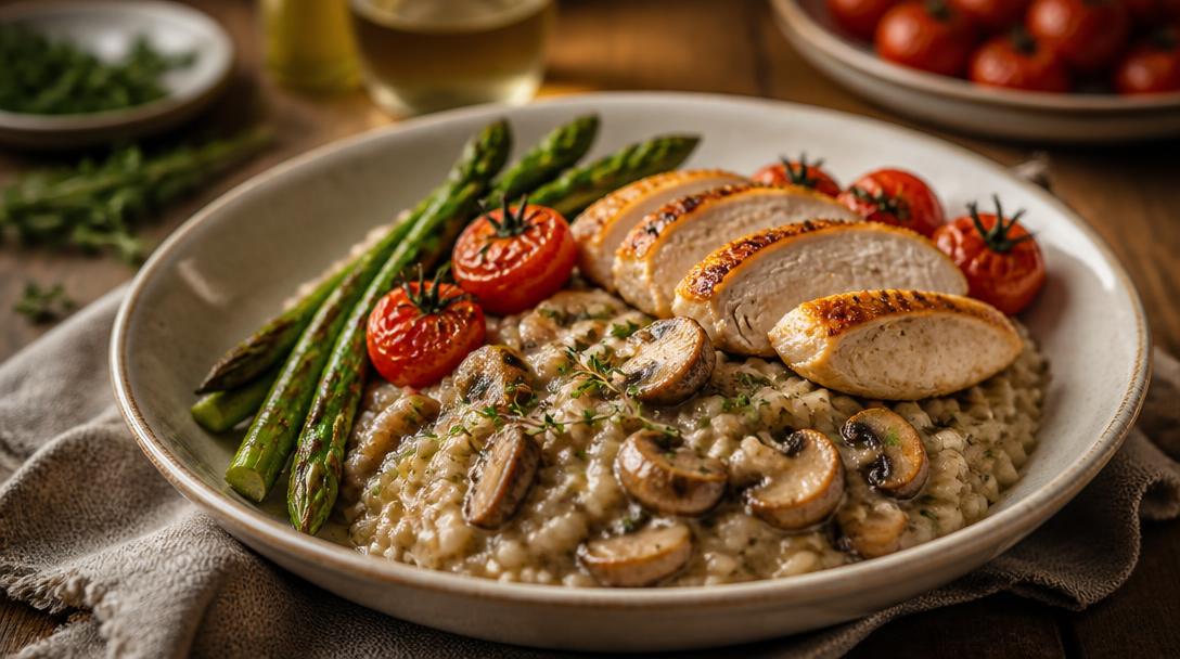 Accompagnement pour risotto aux légumes et volaille