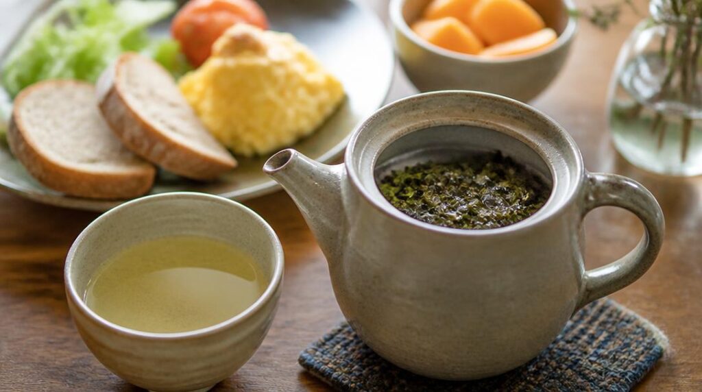 Bancha japonais servi pour un thé vert quotidien