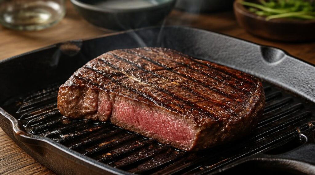 Steak Black Angus juteux après cuisson au grill