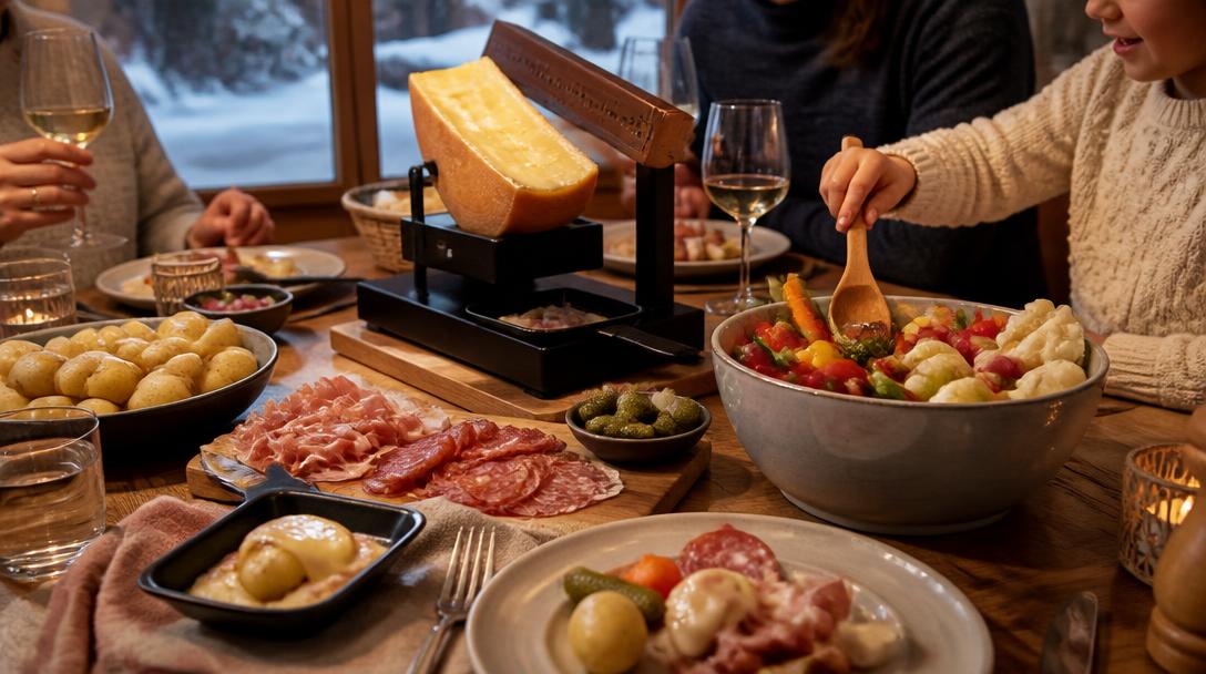 Table de raclette illustrant les calories de la raclette