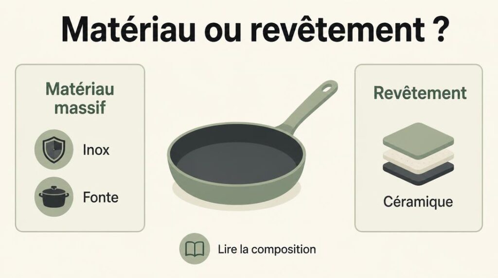 Différence entre poêle sans revêtement et céramique