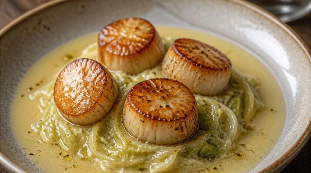 Fondue de poireaux légère avec beurre blanc citronné