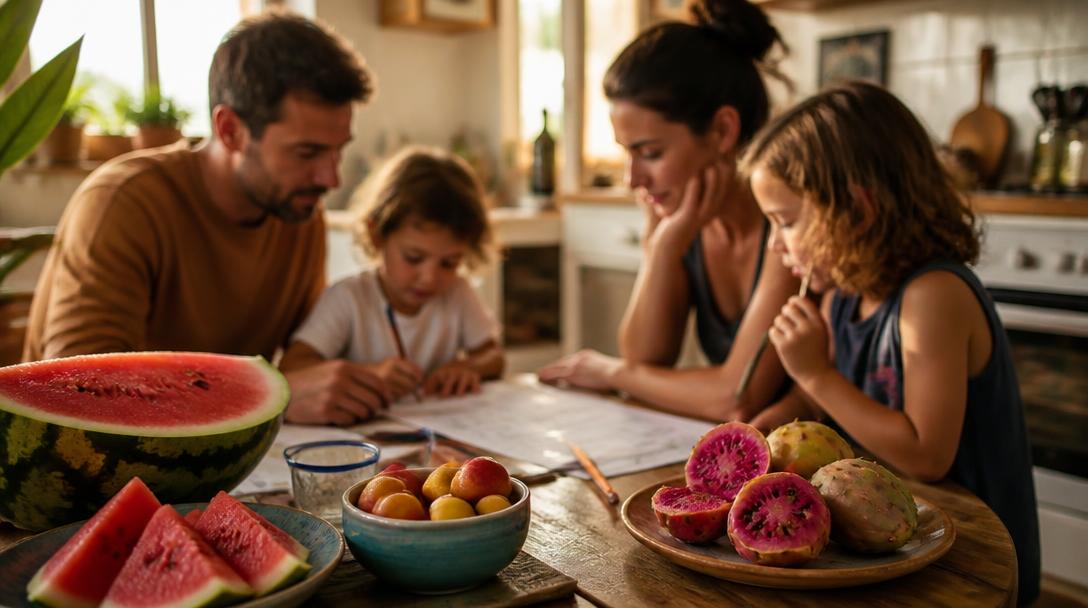Sélection de fruit en X autour d'une grille de jeu