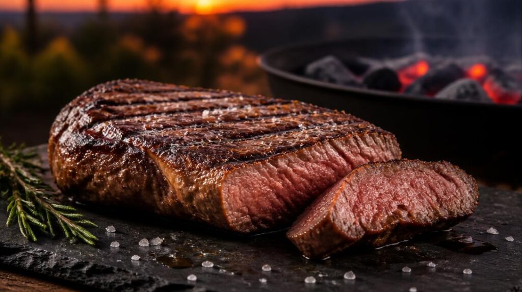 Steak Hereford juteux avec marques de grill