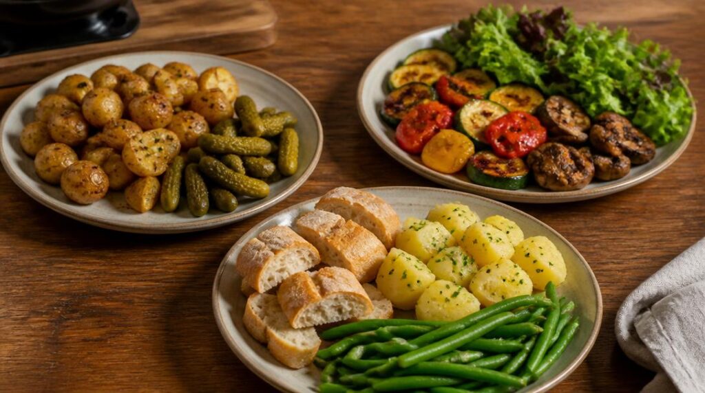 Trois assiettes pour fondue bourguignonne
