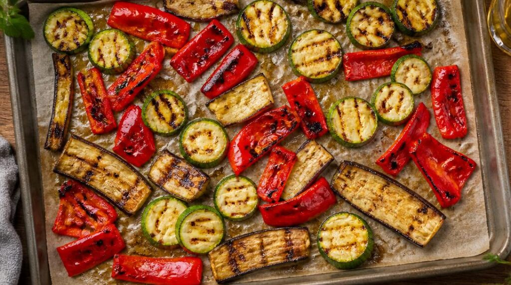 Légumes grillés poivrons courgettes et aubergines rôties
