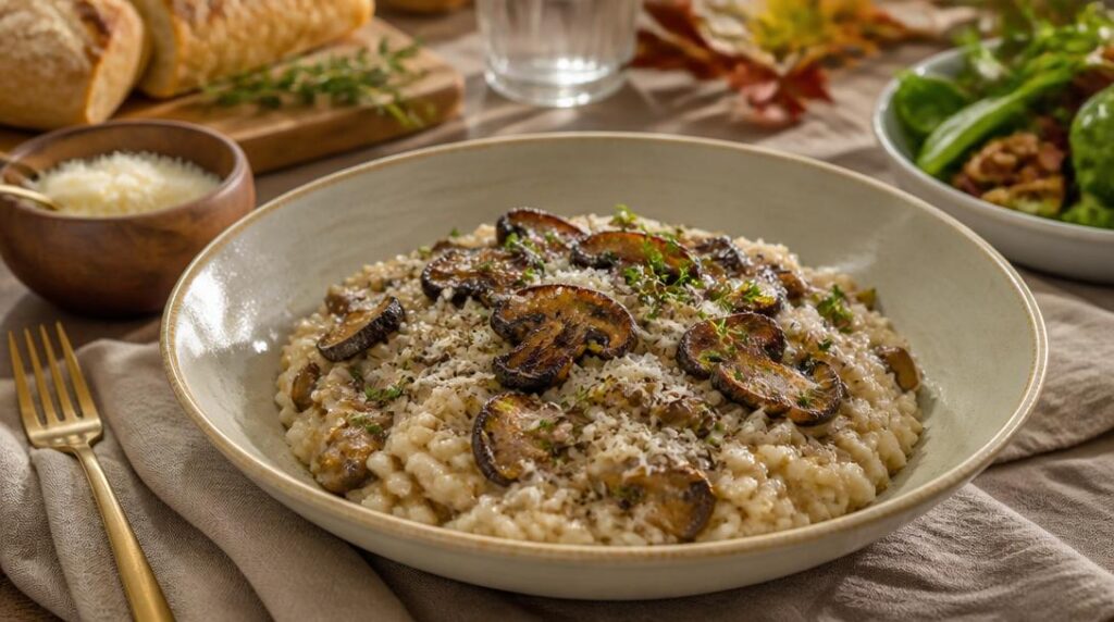 Risotto aux champignons en accompagnement d’agneau