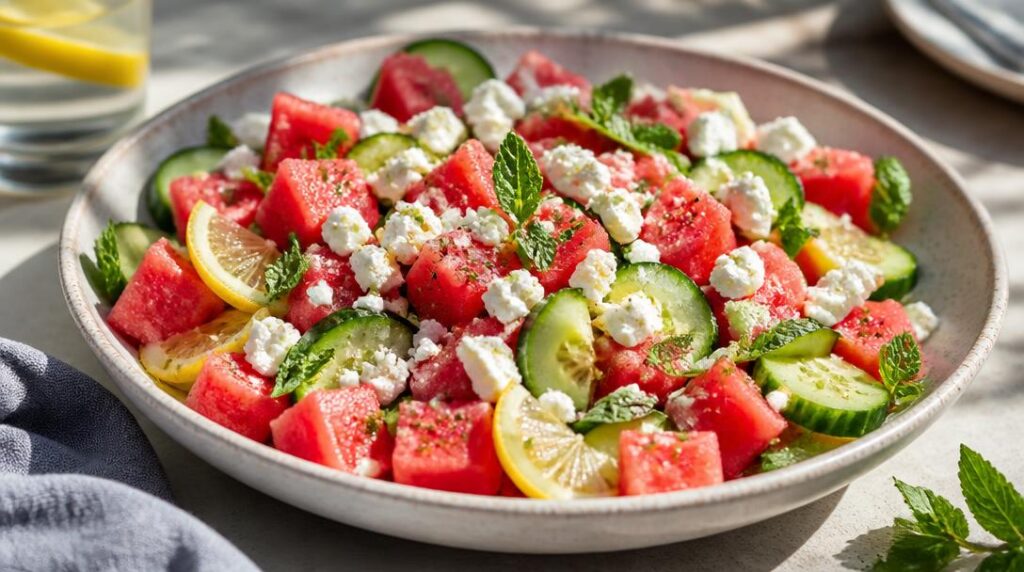 Salade pastèque concombre feta pour grillades