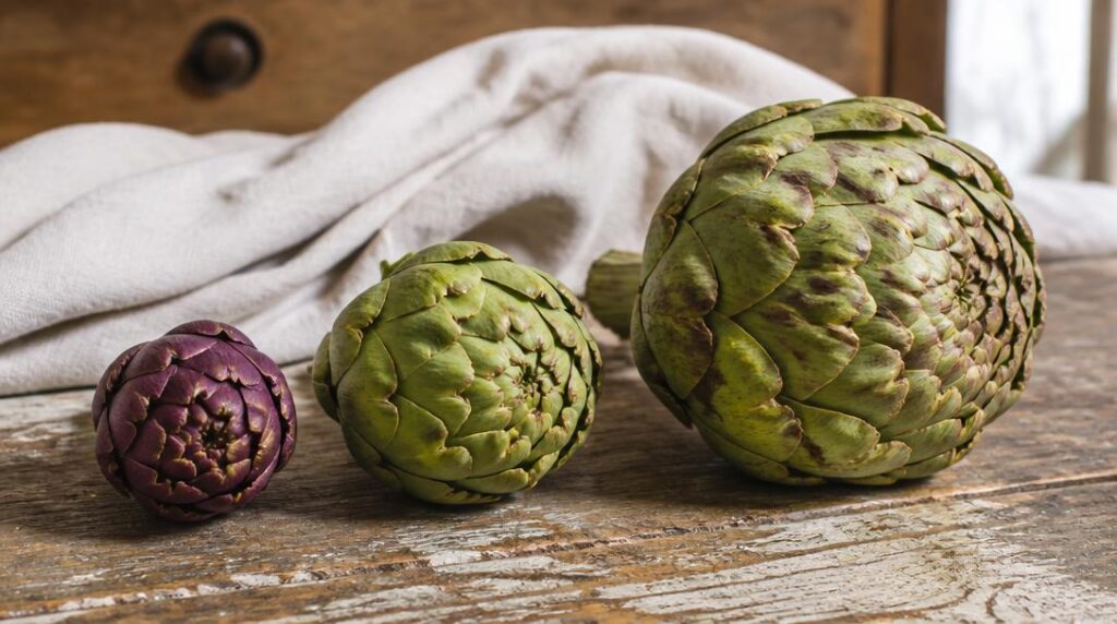 Petits et gros artichauts pour temps de cuisson