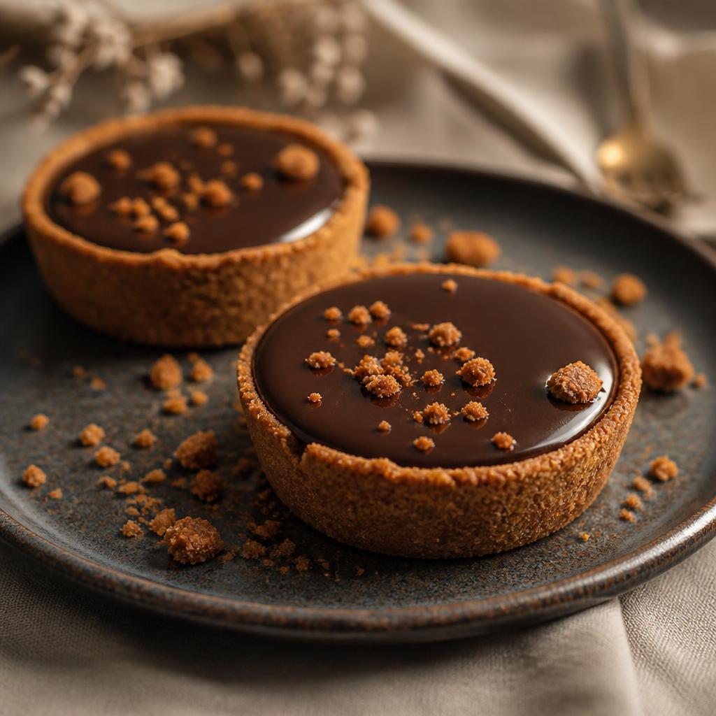 Tartelettes choco-spéculoos à la ganache brillante